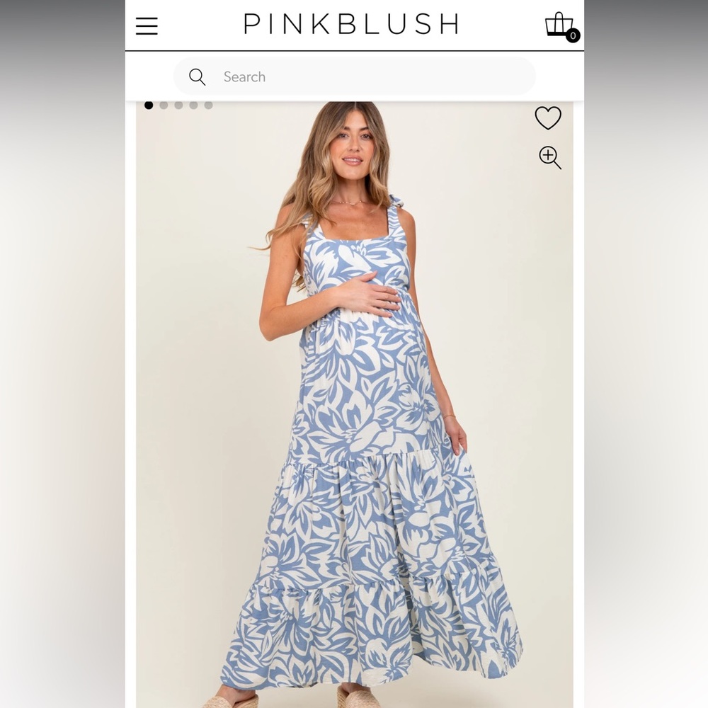 Pinkblush Blue Floral MATERNITY dress - size small.